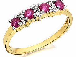 9ct Gold Diamond And Ruby Ring - 048265