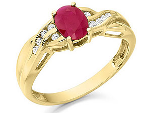 9ct Gold Diamond And Ruby Ring 10pts EXCLUSIVE