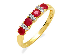 9ct Gold Diamond And Ruby Ring 8pts - 048233
