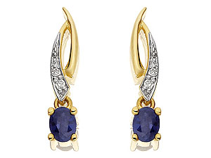 9ct gold Diamond and Sapphire Drop Earrings 049625