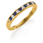 9ct Gold Diamond And Sapphire Eternity Ring. P