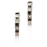 9ct Gold Diamond And Sapphire J-Hoop Earrings