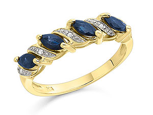 9ct Gold Diamond And Sapphire Ring - 048106