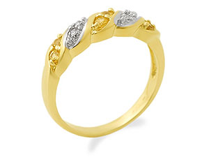 9ct Gold Diamond And Yellow Sapphire Half
