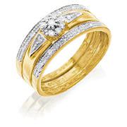9CT GOLD DIAMOND BRIDAL RING SET, L