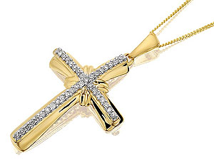 9ct Gold Diamond Cross And Chain EXCLUSIVE -