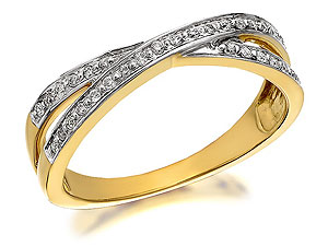 9ct Gold Diamond Crossover Ring 10pts - 048087