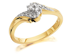 9ct Gold Diamond Crossover Ring 16pts - 045982