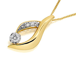 9ct gold Diamond Curves Pendant and Chain 045715