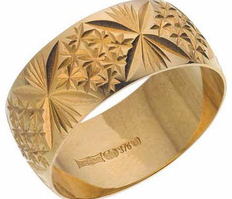 9ct Gold Diamond Cut 8mm Wedding Ring - Size R