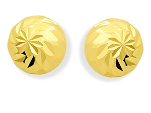 9ct Gold Diamond Cut Ball Earrings 6mm - 070122