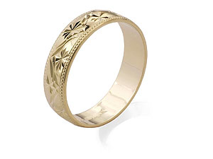 9ct gold Diamond-Cut Brides Wedding Band 181640-K