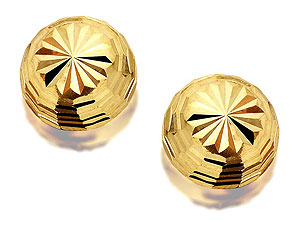 9ct Gold Diamond Cut Dome Earrings 8mm - 070251