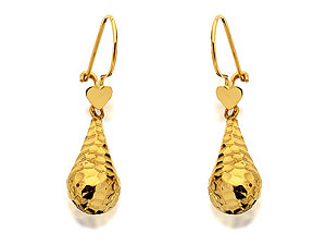 9ct Gold Diamond Cut Dumbell Hook Wire Earrings