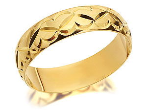 9ct Gold Diamond Cut Heart Brides Wedding Ring