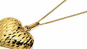 9ct Gold Diamond Cut Heart Pendant - 188806