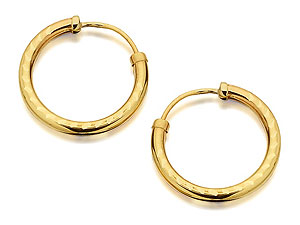 9ct Gold Diamond Cut Hoop Earrings 15mm - 072470