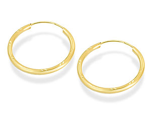 9ct Gold Diamond Cut Hoop Earrings 20mm - 072418