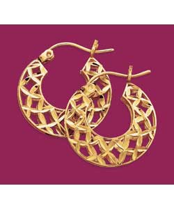 9ct gold Diamond Cut Round Creole Earrings