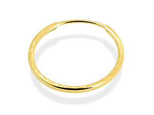9ct Gold Diamond Cut Single Hoop Earring 073440
