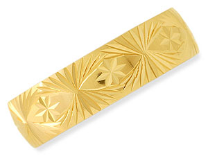 9ct gold Diamond-Cut Stars Grooms Wedding Ring