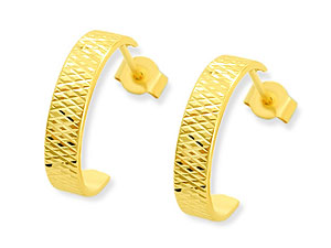 9ct gold Diamond Cut Wedding Ring Earrings 072681