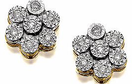 9ct Gold Diamond Daisy Cluster Earrings 8pts
