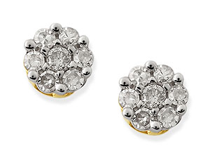 9ct Gold Diamond Daisy Stud Earrings 10pts per