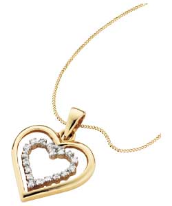 9ct gold Diamond Double Heart Pendant