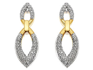 9ct Gold Diamond Double Marquise Drop Earrings