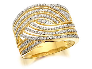 9ct Gold Diamond Eleven Row Band Ring 0.25ct -