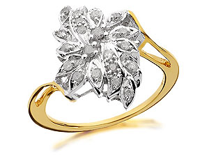 9ct Gold Diamond Flower Corsage Cluster Ring