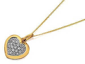 9ct Gold Diamond Heart Pendant And Chain - 045677