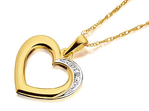 9ct Gold Diamond Heart Pendant And Chain - 188166