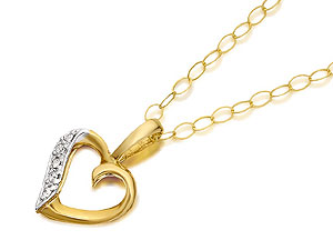 9ct Gold Diamond Heart Pendant And Chain - 188188