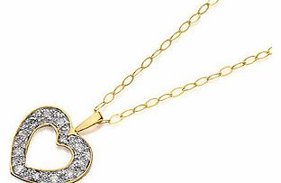 9ct Gold Diamond Heart Pendant And Chain 12pts
