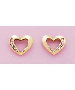 9ct gold Diamond Heart Stud Earrings