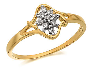 9ct Gold Diamond Lattice Cluster Ring 12pts -
