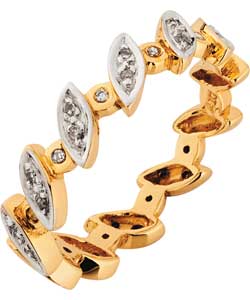 9ct Gold Diamond Leaf Pattern Eternity Ring