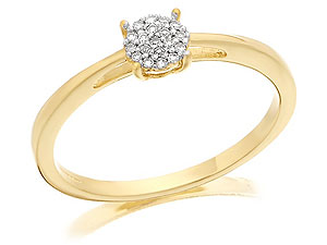 9ct Gold Diamond Micropave Cluster Ring 5pts -