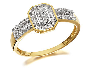 9ct Gold Diamond Miniature Belt Cluster Ring