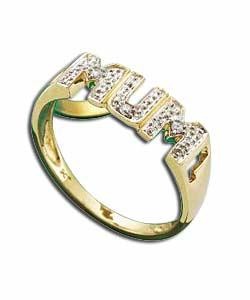 9ct gold Diamond Mum; Ring - Size Medium (N)