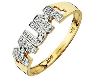 9ct gold Diamond Mum; Ring