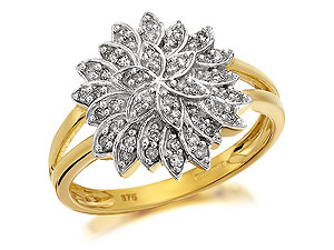 9ct Gold Diamond Petals Cluster Ring 0.25ct -