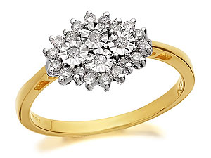9ct Gold Diamond Rhombus Cluster Ring 0.25ct -