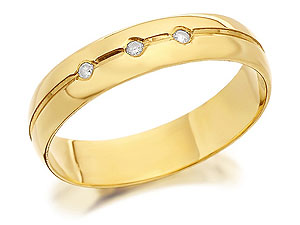9ct Gold Diamond Set Brides Wedding Ring 4mm -