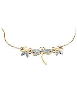 9ct gold Diamond Set Dragonfly Necklet