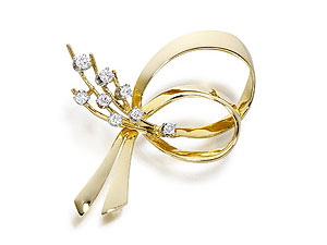 9ct Gold Diamond Set Flower Corsage Brooch