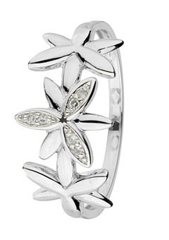 9ct Gold Diamond Set Flower Ring