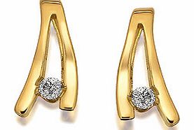 9ct Gold Diamond Set Lightening Flas Earrings